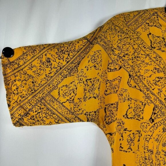Vintage 80s California Happenings Button Up Shirt Yellow Funky Pattern Novelty M - Picture 4 of 7